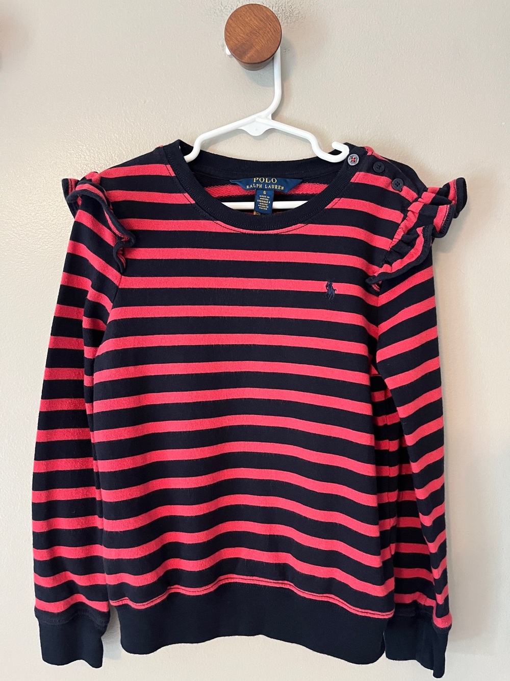 Polo Ralph Lauren Girl’s Sweatshirt Striped Ruffle size 6